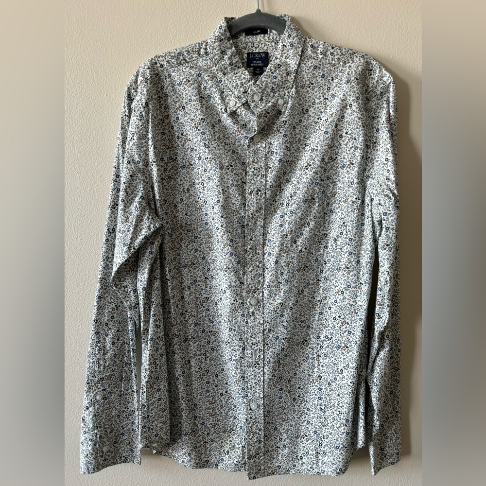 J. Crew men’s shirt with button down collar in an all-over floral pattern